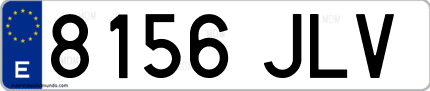 Ejemplo de matrícula de coche ordinaria 8156 JLV