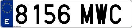 Ejemplo de matrícula española 8156 MWC