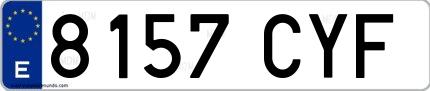 Ejemplo de matrícula española 8157 CYF