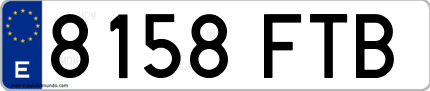 Ejemplo de matrícula de coche ordinaria 8158 FTB