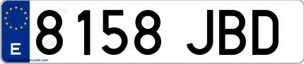 Ejemplo de matrícula española 8158 JBD