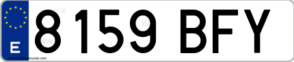 Ejemplo de matrícula de coche ordinaria 8159 BFY