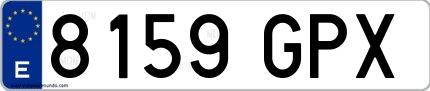 Ejemplo de matrícula española 8159 GPX