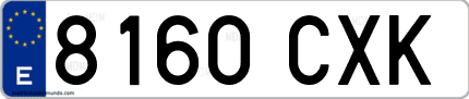 Ejemplo de matrícula de coche ordinaria 8160 CXK