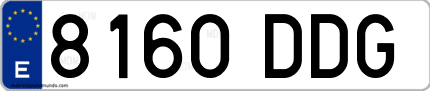 Ejemplo de matrícula de coche ordinaria 8160 DDG