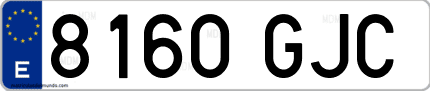 Ejemplo de matrícula de coche ordinaria 8160 GJC