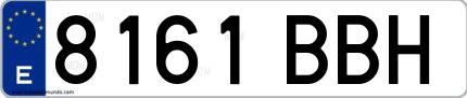 Ejemplo de matrícula de coche ordinaria 8161 BBH