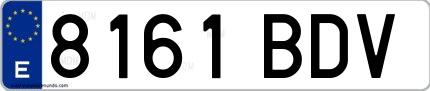 Ejemplo de matrícula española 8161 BDV
