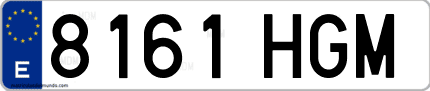 Ejemplo de matrícula de coche ordinaria 8161 HGM