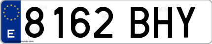 Ejemplo de matrícula de coche ordinaria 8162 BHY