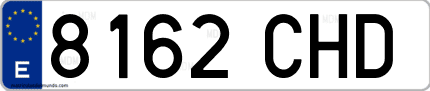 Ejemplo de matrícula de coche ordinaria 8162 CHD