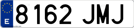 Ejemplo de matrícula de coche ordinaria 8162 JMJ