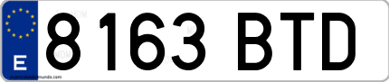 Ejemplo de matrícula de coche ordinaria 8163 BTD
