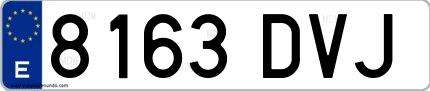 Ejemplo de matrícula española 8163 DVJ