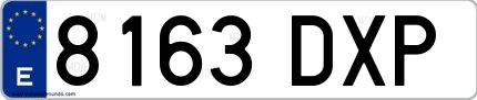 Ejemplo de matrícula española 8163 DXP
