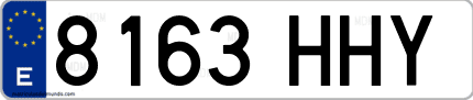 Ejemplo de matrícula de coche ordinaria 8163 HHY