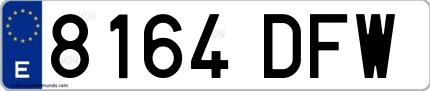 Ejemplo de matrícula española 8164 DFW