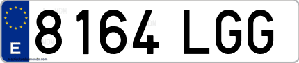 Ejemplo de matrícula de coche ordinaria 8164 LGG