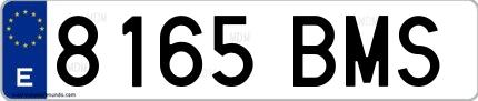 Ejemplo de matrícula española 8165 BMS