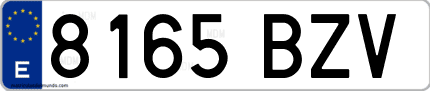 Ejemplo de matrícula de coche ordinaria 8165 BZV