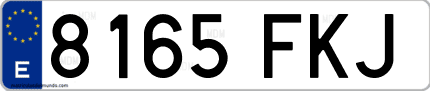 Ejemplo de matrícula de coche ordinaria 8165 FKJ