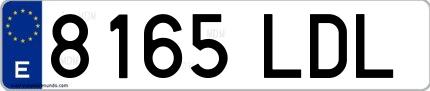 Ejemplo de matrícula española 8165 LDL