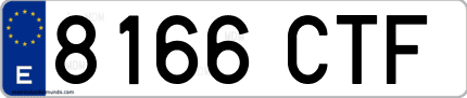 Ejemplo de matrícula de coche ordinaria 8166 CTF