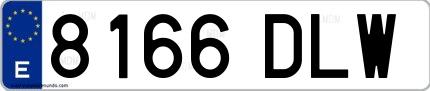 Ejemplo de matrícula española 8166 DLW