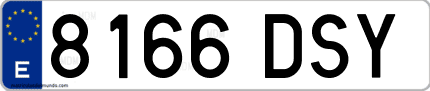 Ejemplo de matrícula de coche ordinaria 8166 DSY