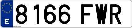 Ejemplo de matrícula de coche ordinaria 8166 FWR