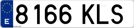 Ejemplo de matrícula de coche ordinaria 8166 KLS