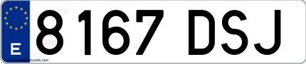 Ejemplo de matrícula española 8167 DSJ