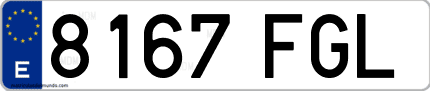 Ejemplo de matrícula de coche ordinaria 8167 FGL