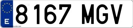 Ejemplo de matrícula española 8167 MGV