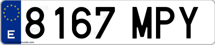 Ejemplo de matrícula de coche ordinaria 8167 MPY
