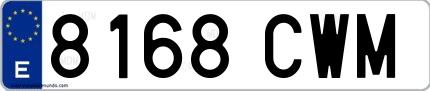 Ejemplo de matrícula española 8168 CWM