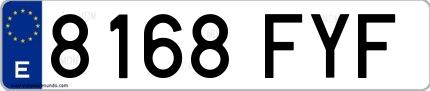 Ejemplo de matrícula española 8168 FYF