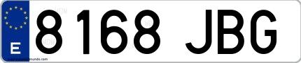 Ejemplo de matrícula española 8168 JBG