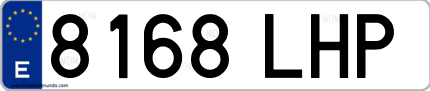 Ejemplo de matrícula de coche ordinaria 8168 LHP