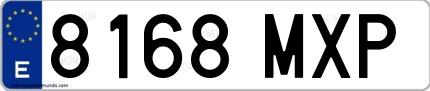 Ejemplo de matrícula española 8168 MXP