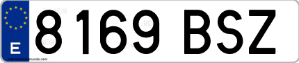 Ejemplo de matrícula de coche ordinaria 8169 BSZ