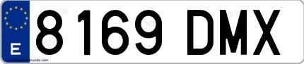 Ejemplo de matrícula española 8169 DMX