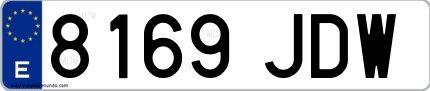 Ejemplo de matrícula española 8169 JDW