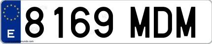 Ejemplo de matrícula española 8169 MDM