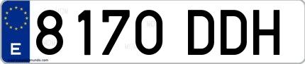 Ejemplo de matrícula española 8170 DDH