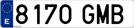 Ejemplo de matrícula de coche ordinaria 8170 GMB