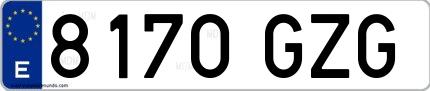 Ejemplo de matrícula española 8170 GZG