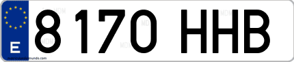Ejemplo de matrícula de coche ordinaria 8170 HHB