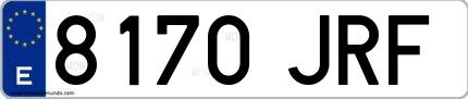 Ejemplo de matrícula española 8170 JRF