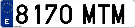 Ejemplo de matrícula española 8170 MTM